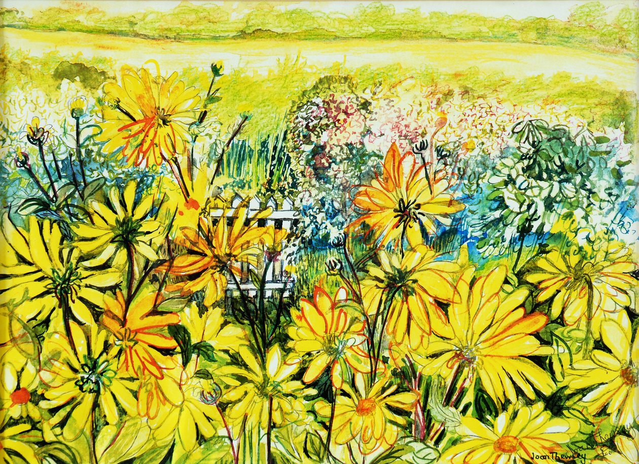 通过Sun Daisies看到的小屋门，2005年，（水彩） 作者 琼·瑟西