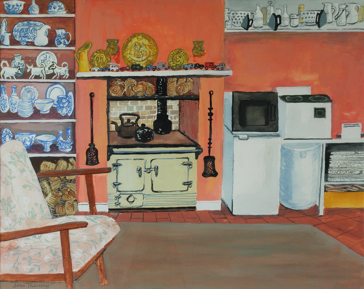 Cottage Kitchen，Red Cottage Studios，萨福克与Rayburn，2000，水粉 作者 琼·瑟西
