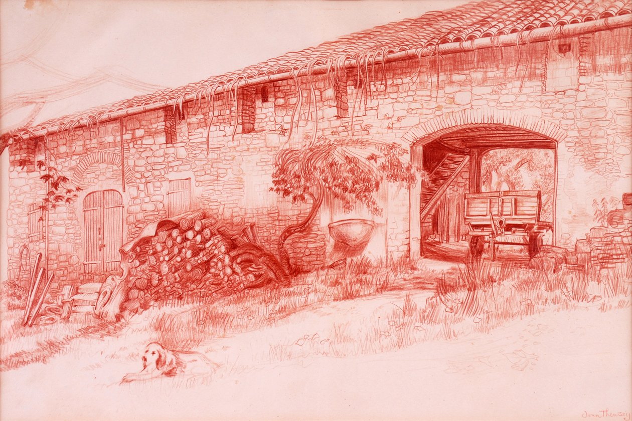 农舍，普罗旺斯，2000年，Terra cotta conte`铅笔 作者 琼·瑟西