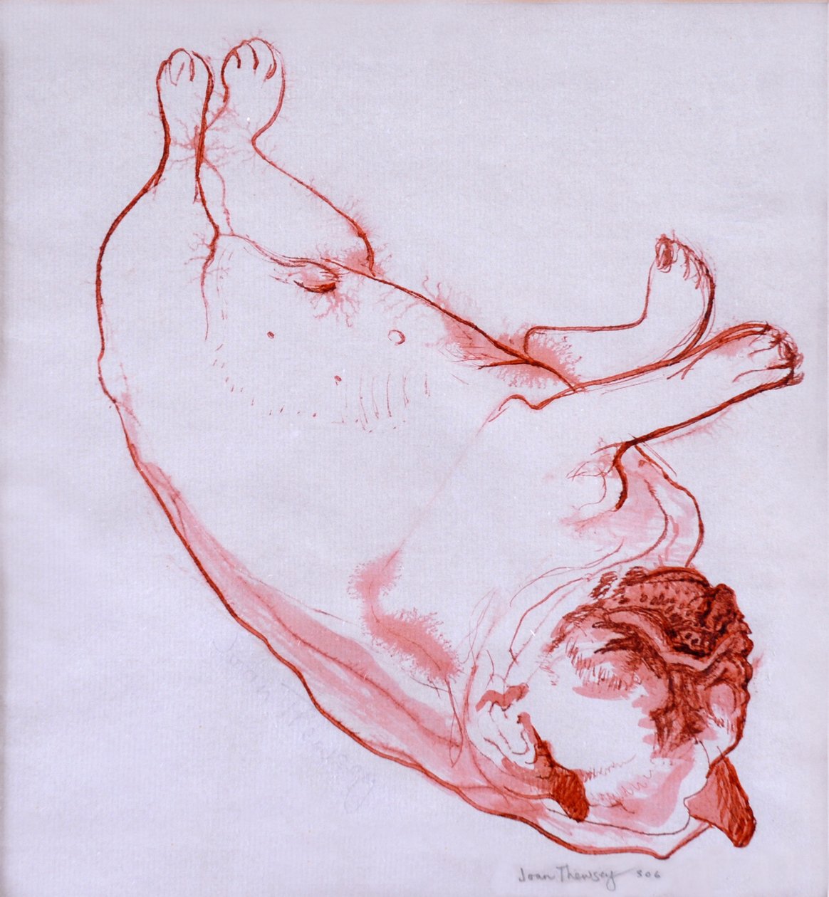 Hogarth Sleeping，2005，（湿纸上的墨水） 作者 琼·瑟西