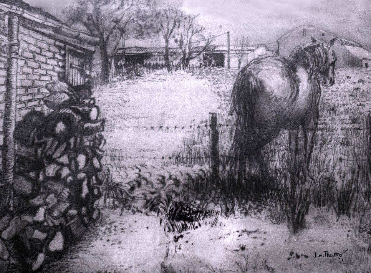 马休息他的腿，2000年，（墨水在湿纸上） 作者 琼·瑟西