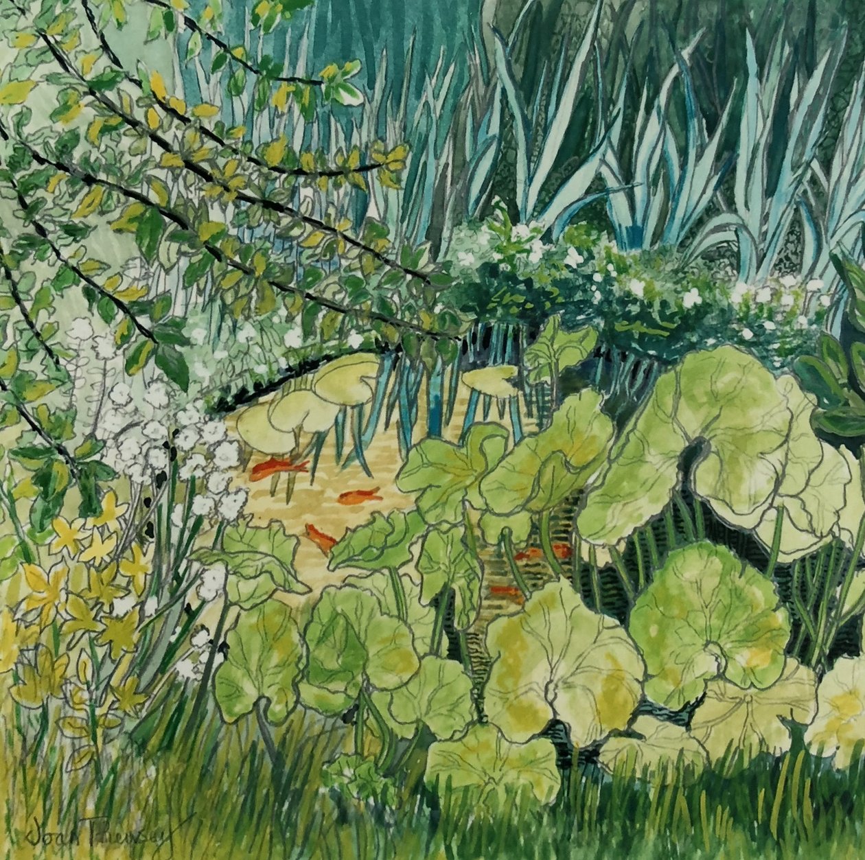 池塘与金鱼， 作者 琼·瑟西