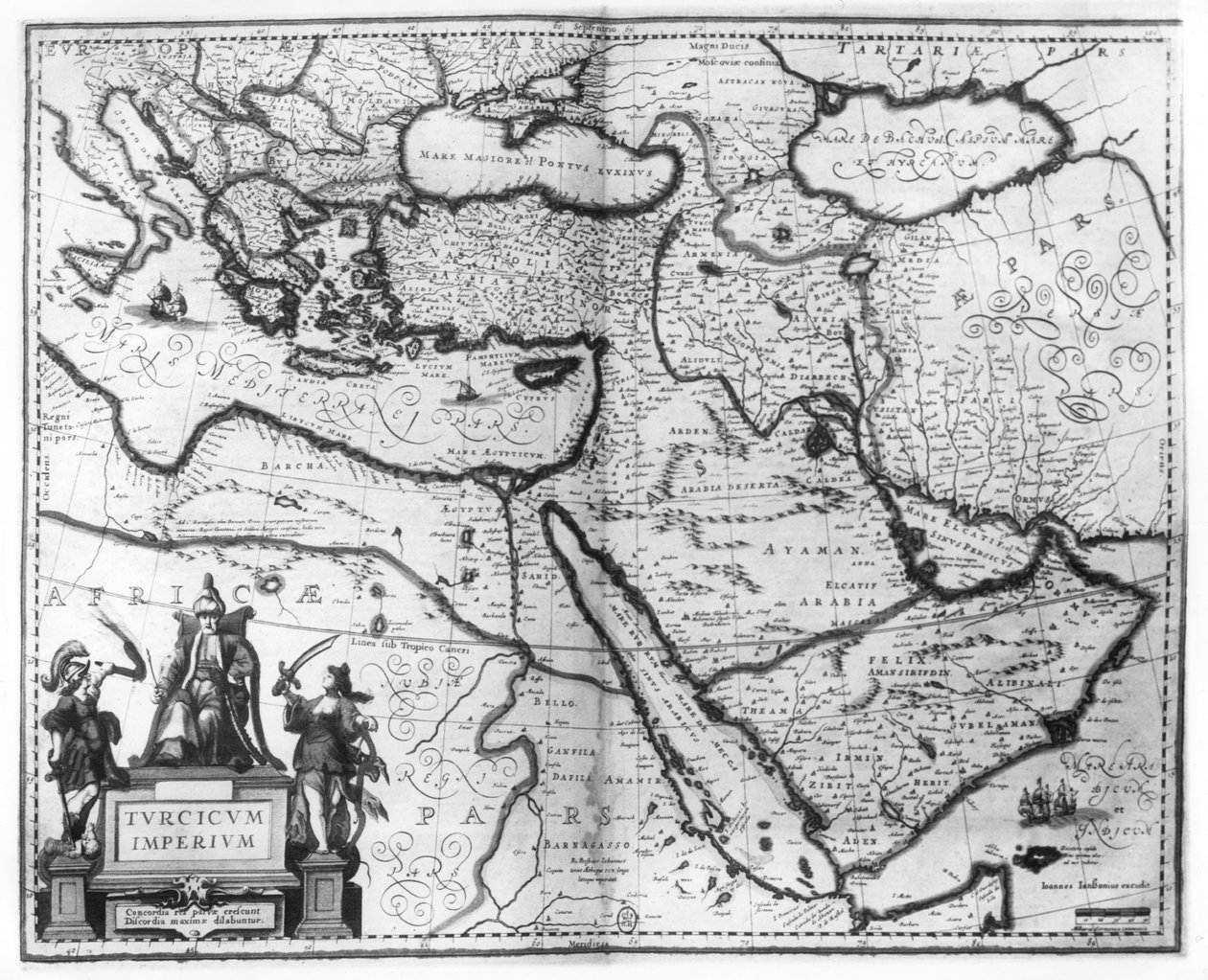 奥斯曼帝国的地图，来自&39;Atlas Novus&39; 作者 乔安妮·詹森（Joannes Jansson）