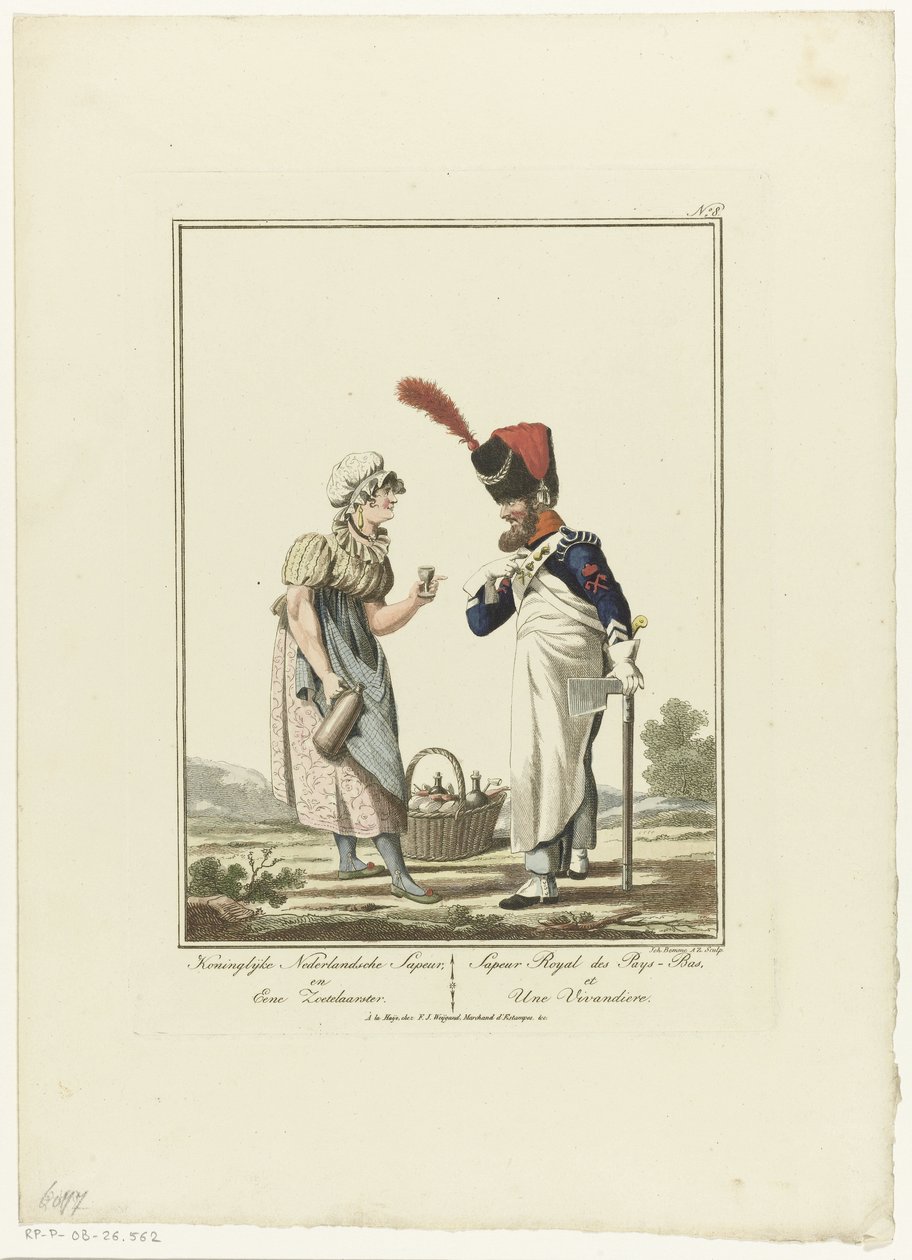 军士与情人
Koninglijke Nederlandsche Sapeur en eene zoetelaarster（物品上的标题）
制服和服装（系列名称） 作者 乔安妮斯·贝姆