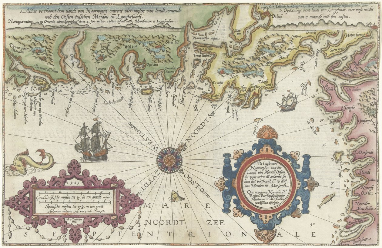 Merdøy 和 Uddevalla 之间的挪威和瑞典海岸地图 作者 乔安妮斯·范·杜特克姆