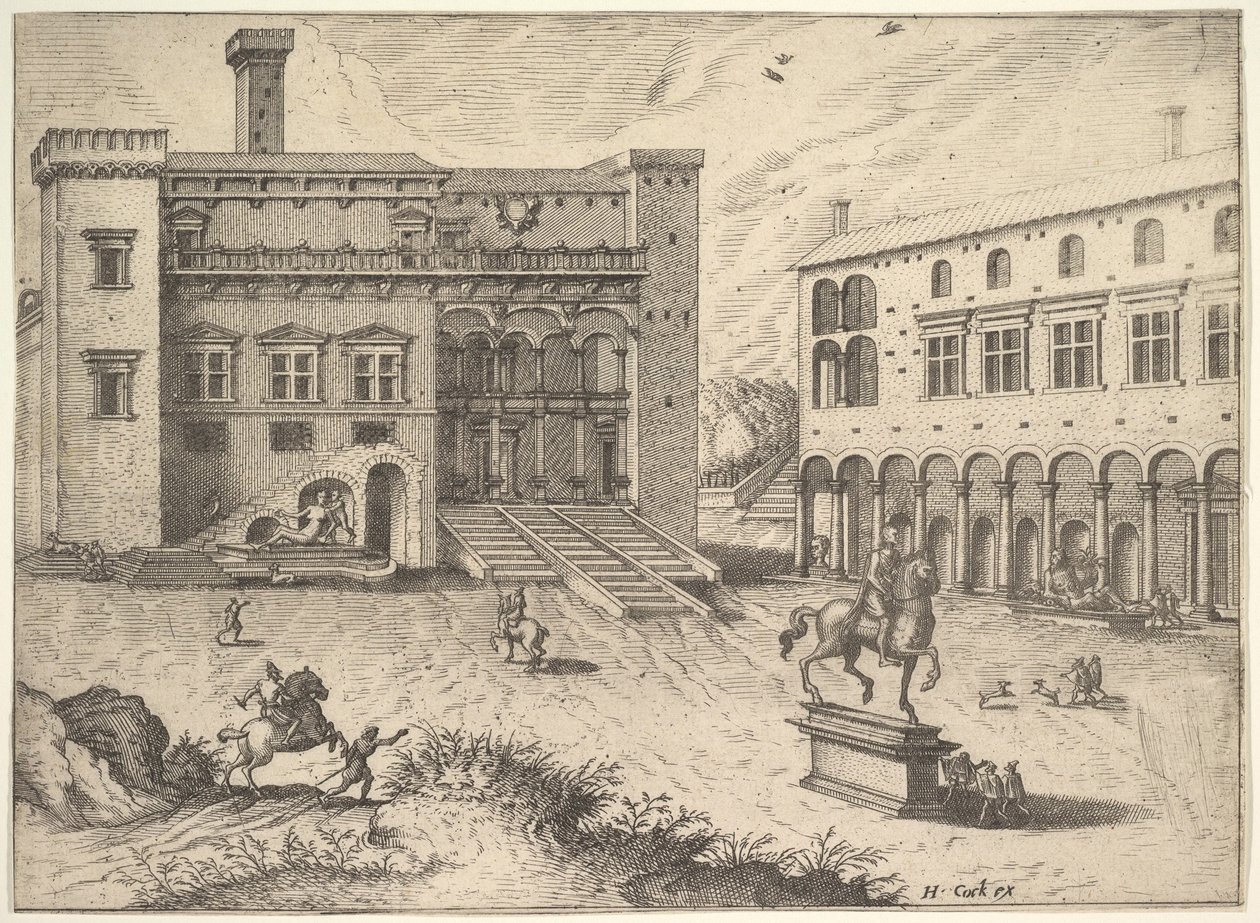 卡皮托林山上的坎皮多格利奥景象，出自《Operum antiquorum romanorum》系列，1562年 作者 乔安妮斯·范·杜特克姆