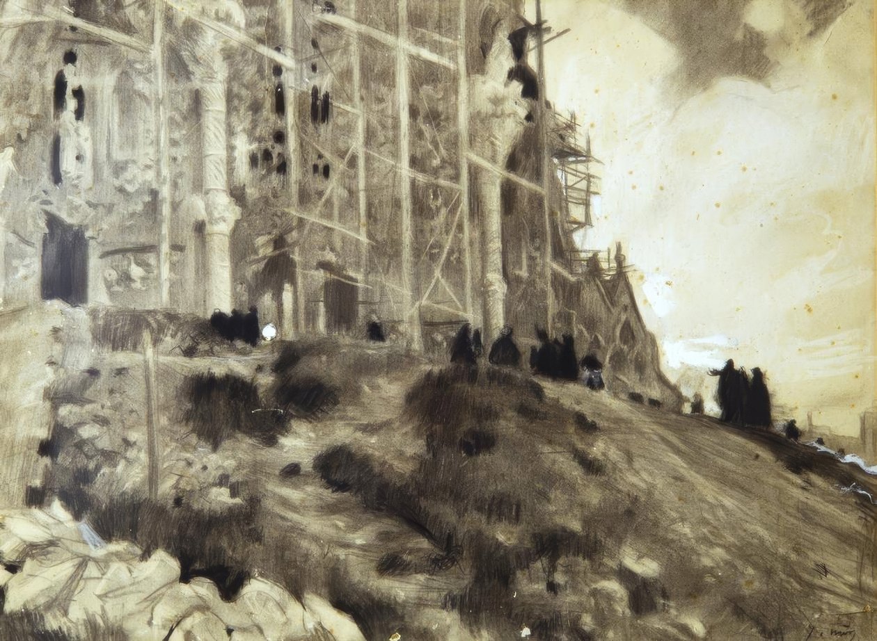 修建圣家堂（Sagrada Familia）。 作者 Joaquim Mir i Trinxet