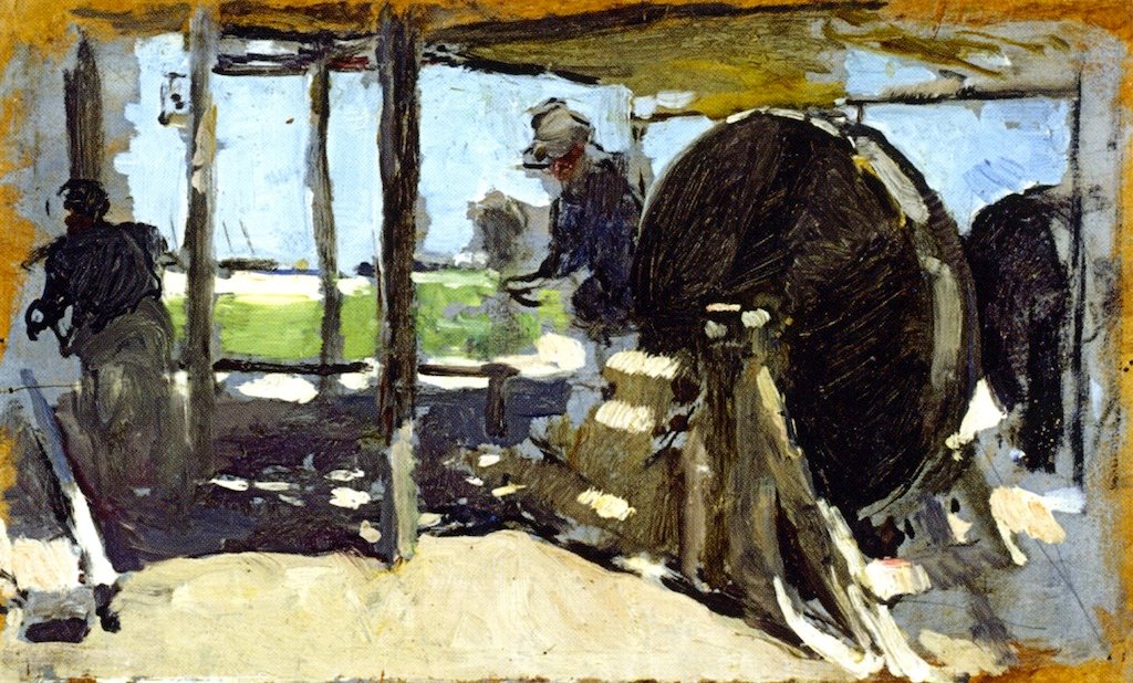 Rope Makers，Valencia sketchnEspanol：Cordeleros，Valencia dibujonDeutsch：更深的Seiler in Valencia Skizzen 作者 华金·索罗拉