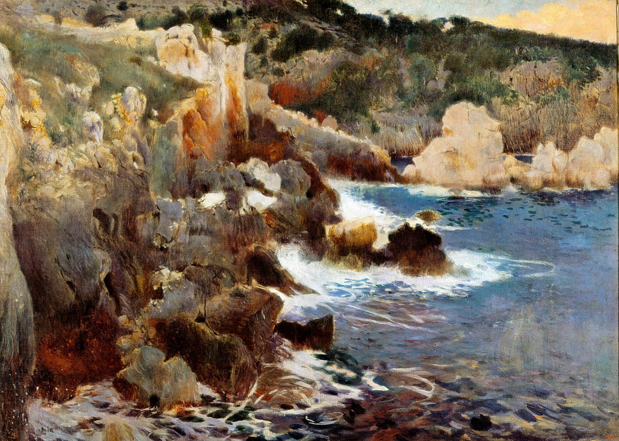 魔法海湾（马略卡岛，马略卡岛）。 Joaquim Mir i Trinxet（1873-1940）的绘画，大约 1901 年。布面油画。 巴塞罗那，加泰罗尼亚国家艺术博物馆。 作者 华金·米尔·特伦西特