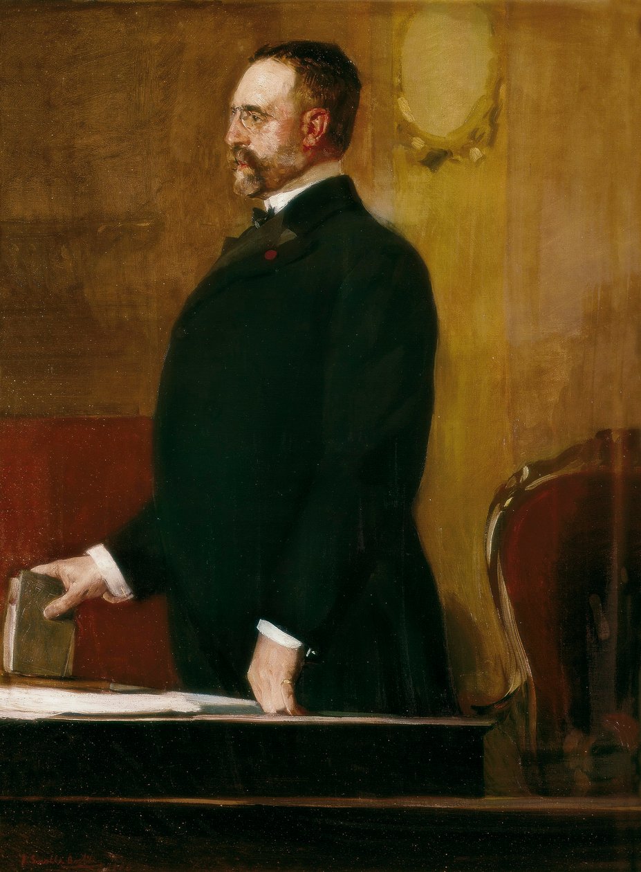 唐·何塞·卡纳莱哈斯·门德斯 (1854-1912) 的肖像 作者 华金·索罗拉
