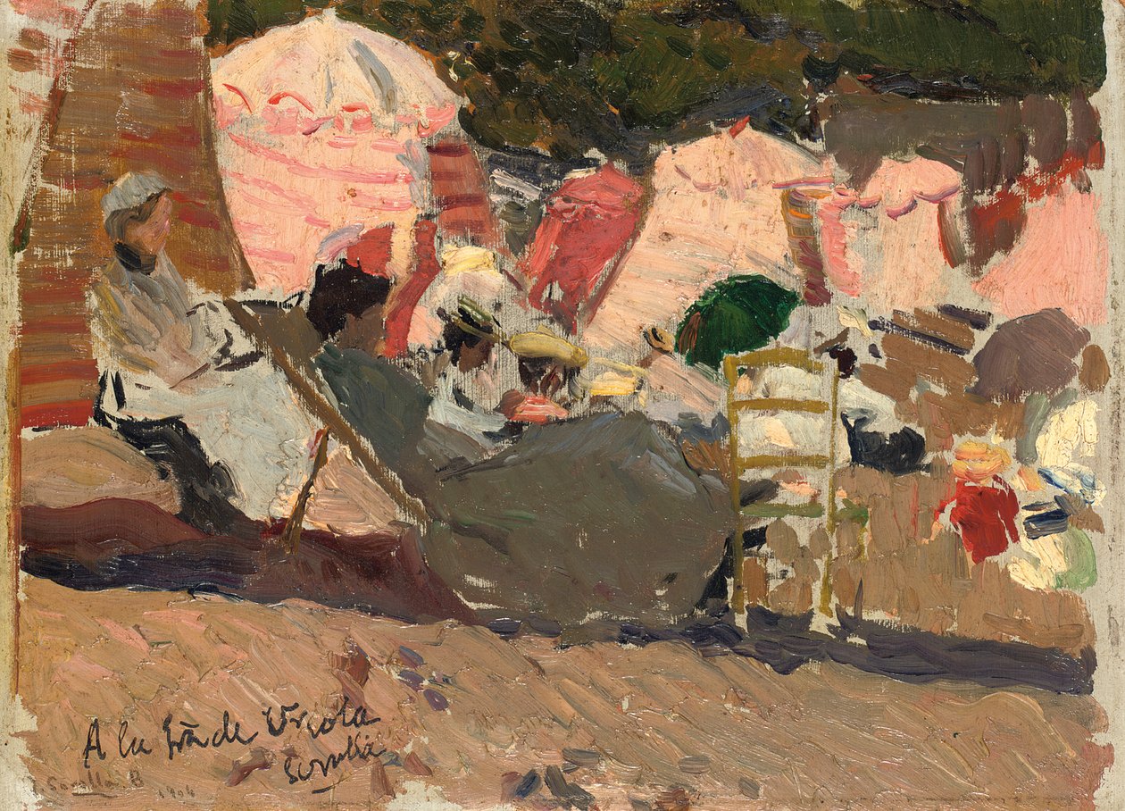 比亚里茨海滩，1906年 作者 华金·索罗拉