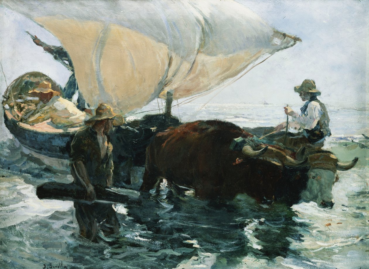 钓鱼归来，1893年 作者 华金·索罗拉