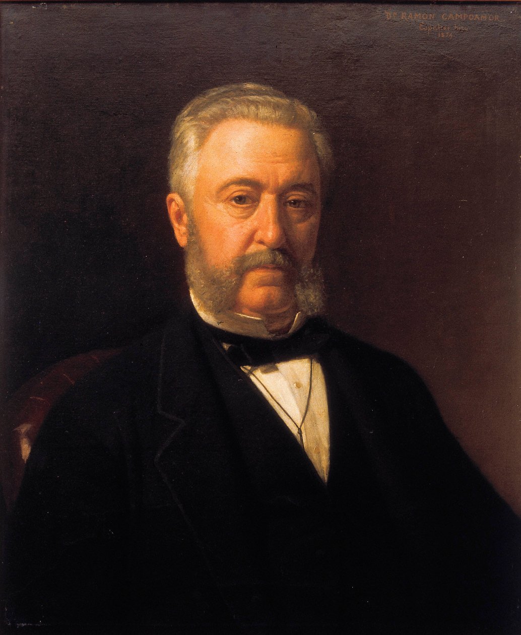 拉蒙·坎波莫尔（Ramon Campoamor，1817-1901）的肖像，浪漫主义诗人。 华金·埃斯帕尔特·伊·鲁尔 (Joaquin Espalter y Rull，1809-1880) 的绘画。 Annees 1870。马德里雅典娜博物馆。 作者 JoaquínEspalter y Rull