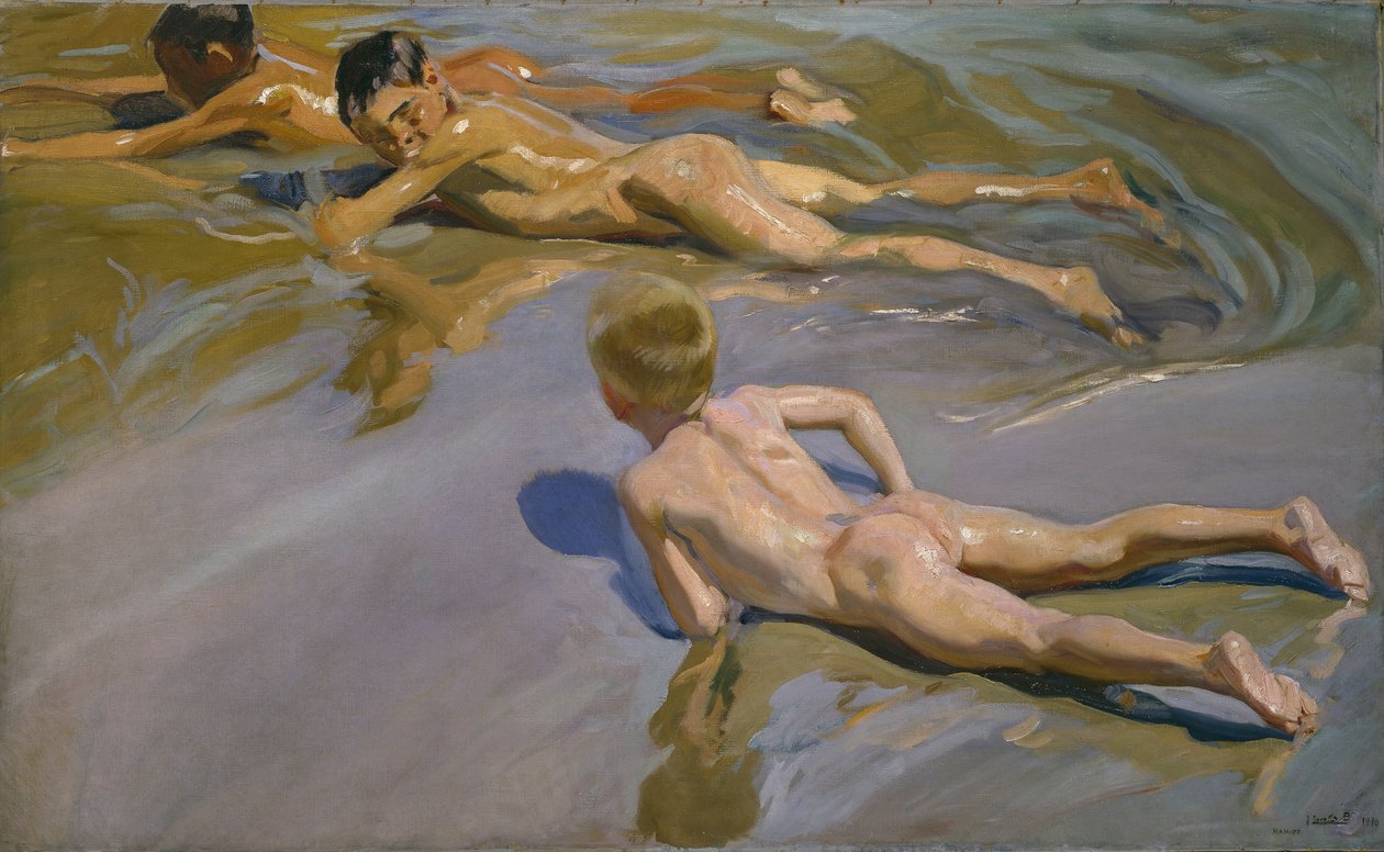 海滩男孩，1909年 作者 华金·索罗拉