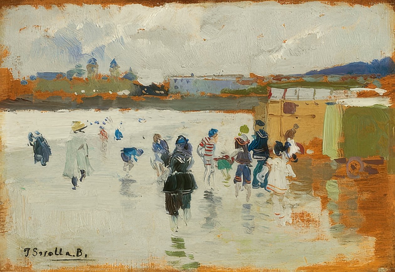 圣塞瓦斯蒂安（Der Strand von La Concha），圣塞瓦斯蒂安（SanSebastián）。 1906年 作者 华金·索罗拉