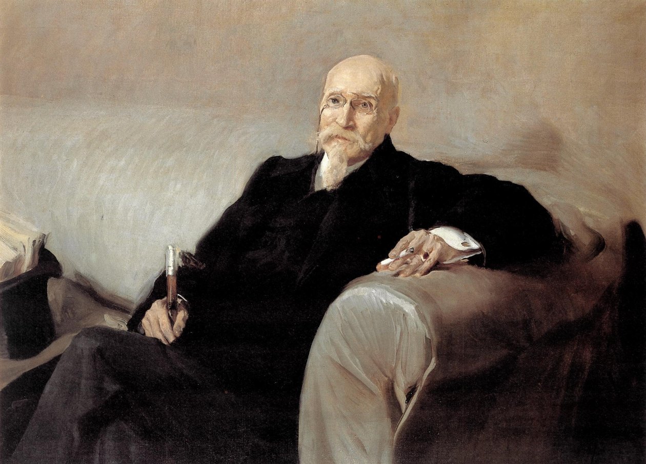 西班牙文：Retrato de José Echegaray (1832-1916) 何塞-埃切加雷肖像 作者 华金·索罗拉