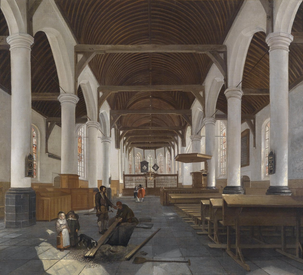巴洛克式教堂的内部（阿姆斯特丹的Oude Kerk？） 作者 乔布克海德（Job Berckheyde）