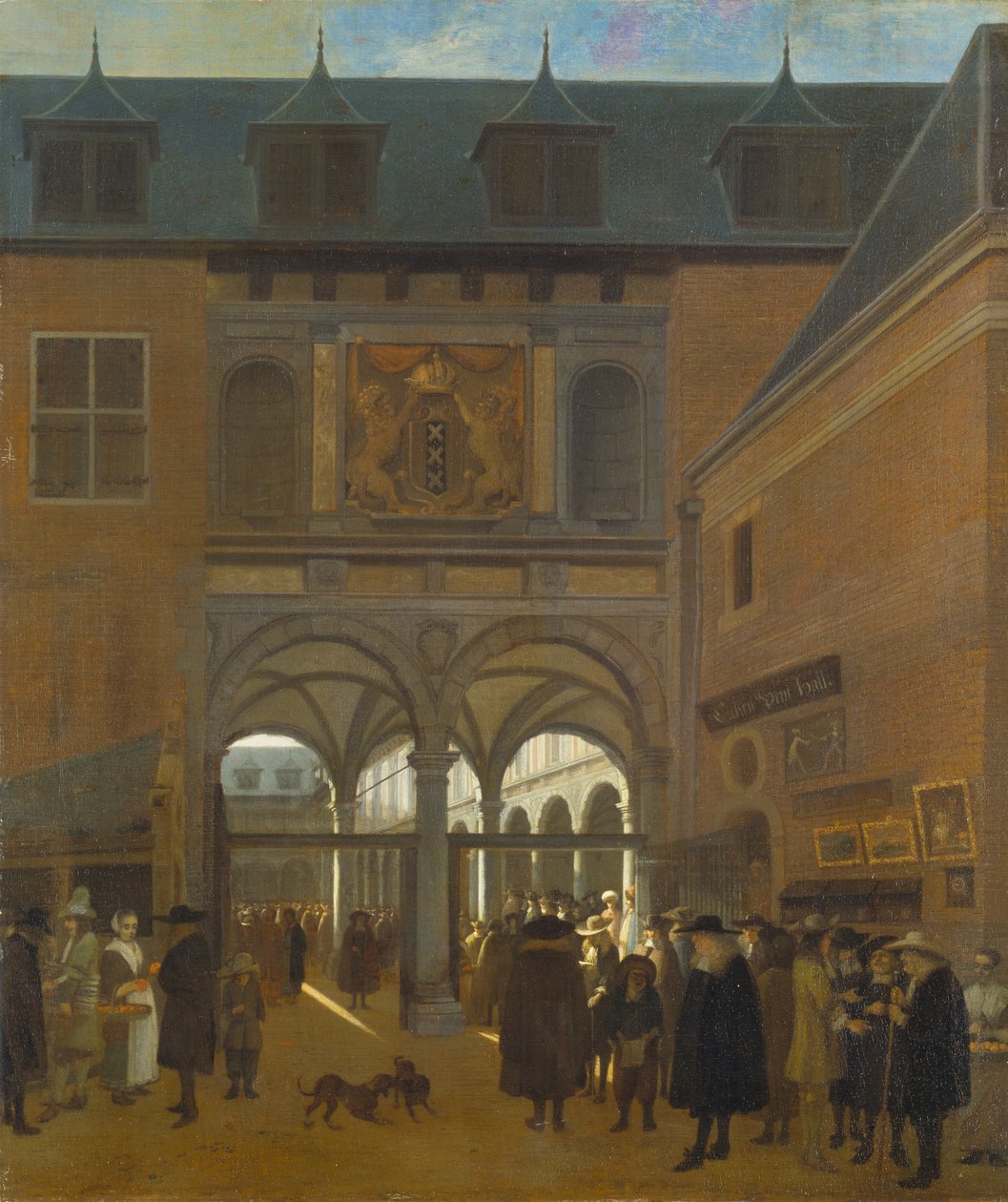 The Stock Exchange in Amsterdam, c.1675-80 (oil on canvas) 作者 乔布克海德（Job Berckheyde）