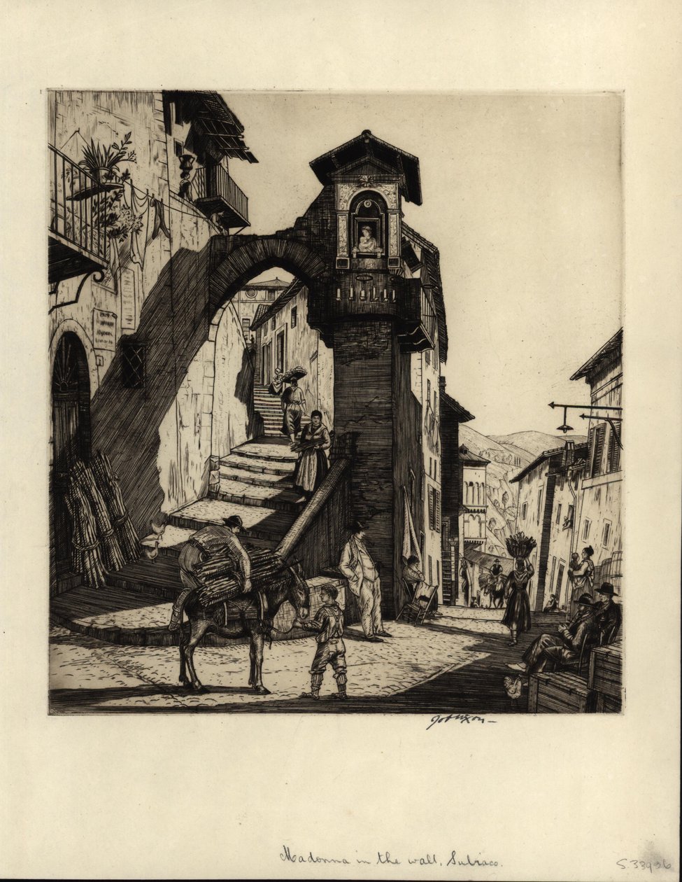 麦当娜在墙上，Subiaco，1929年（干点雕刻） 作者 尼克松