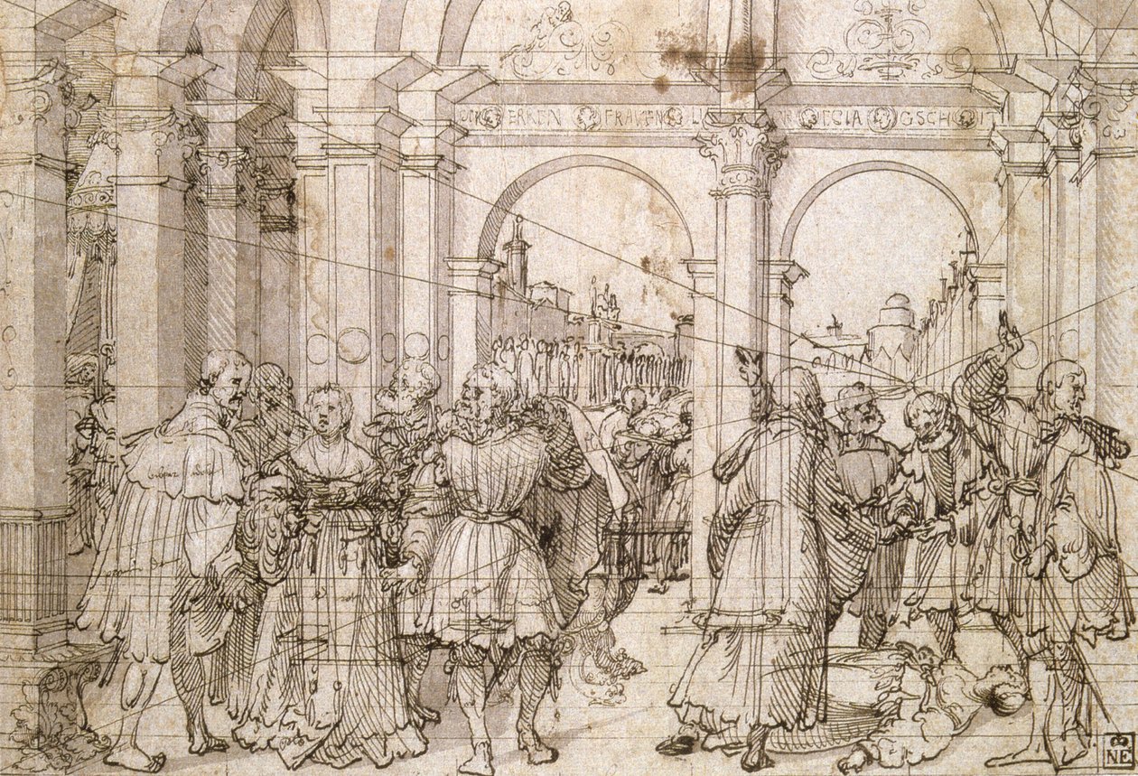 露迪雅的故事老约尔格-布吕（约 1475-1537 年），德国画家。纸张上的钢笔和黑色墨水。 作者 布鲁尔长老约格