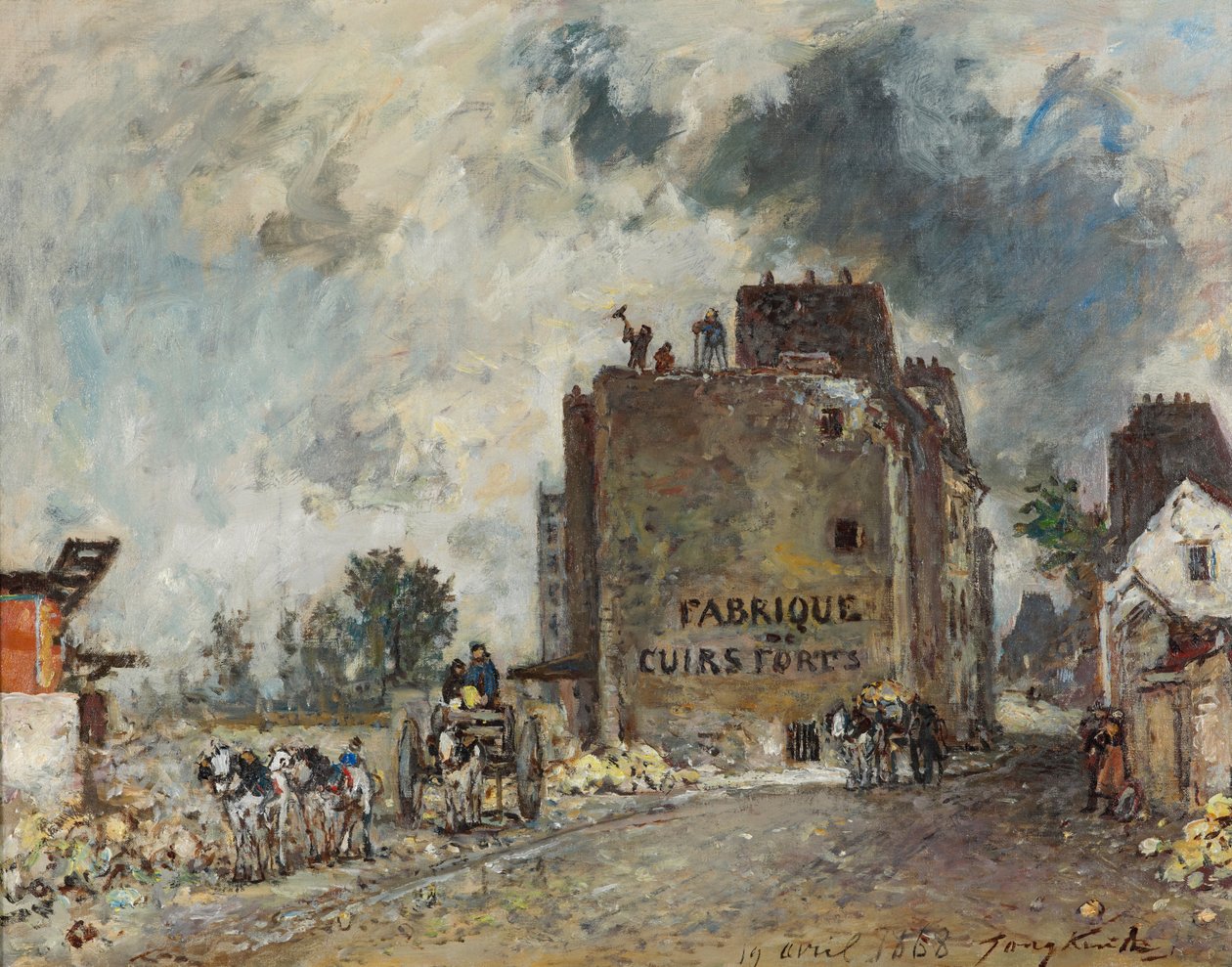Rue des Franc-Bourgeois St. Marcel的拆迁工作 作者 约翰·巴索德·琼金德（Johan Barthold Jongkind）