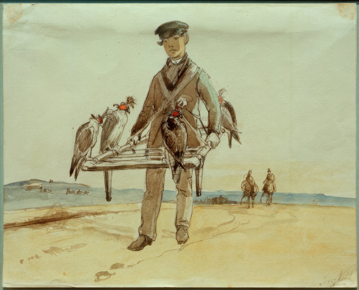阿珀尔多伦（Het Loo bei）的Falkner mit Falken 作者 约翰·巴索德·琼金德（Johan Barthold Jongkind）