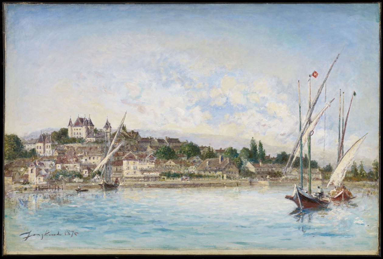 从莱芒湖到尼永的景观，1875年 作者 约翰·巴索德·琼金德（Johan Barthold Jongkind）