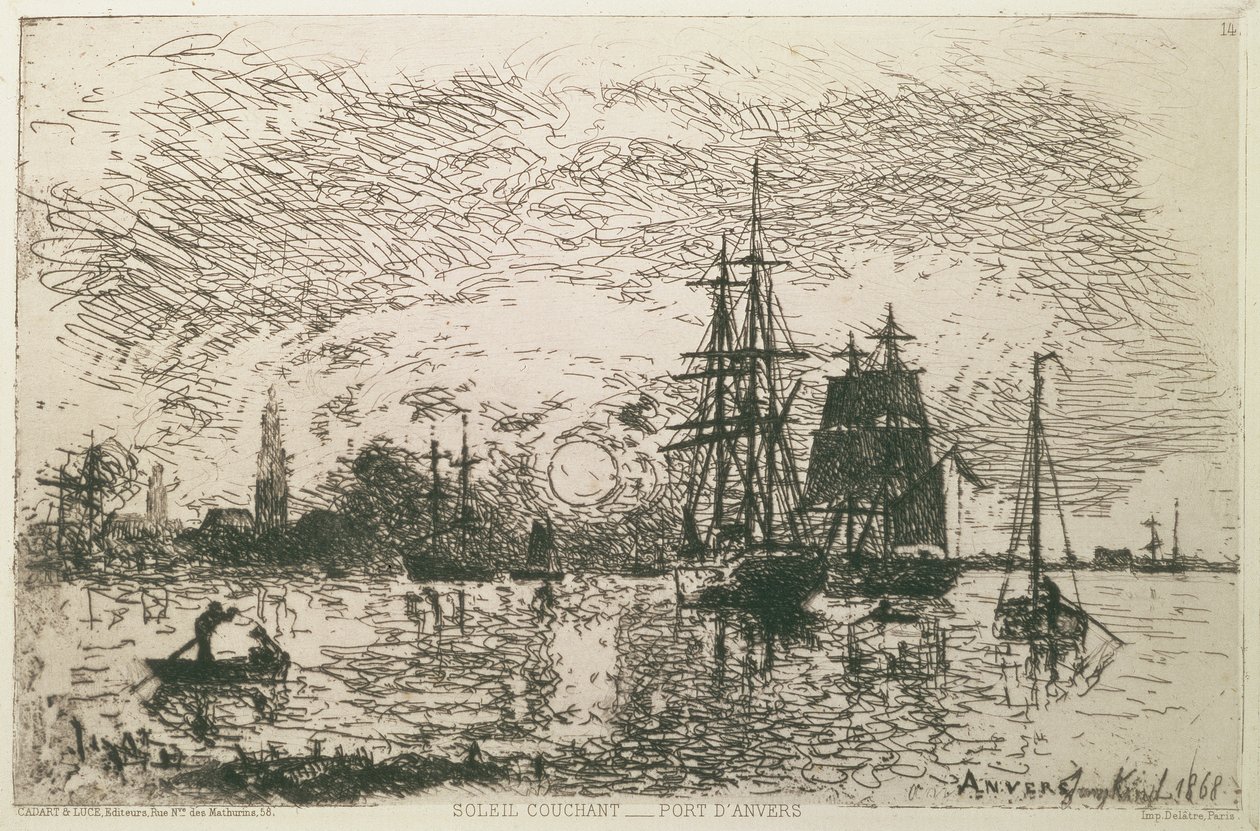 落户安特卫普港，1868年 作者 约翰·巴索德·琼金德（Johan Barthold Jongkind）