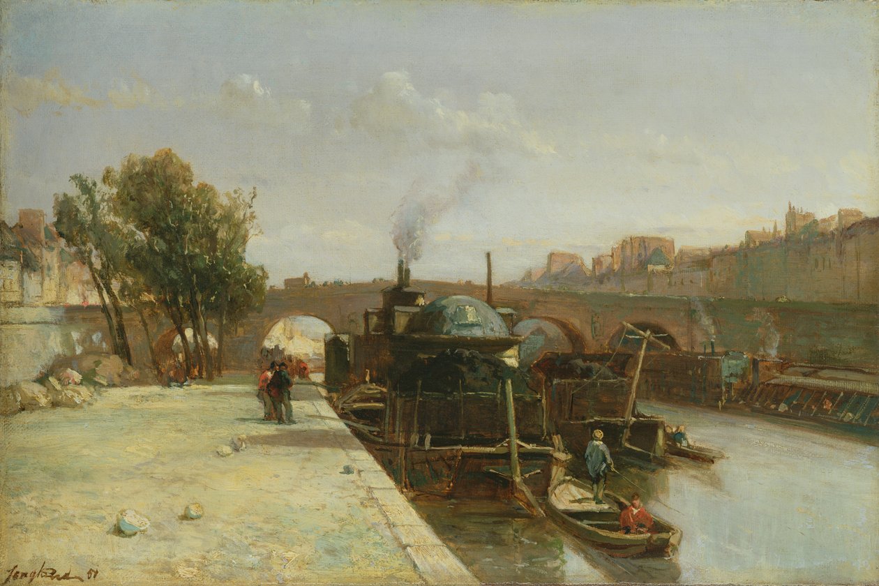1851年巴黎Pont Marie的塞纳河 作者 约翰·巴索德·琼金德（Johan Barthold Jongkind）