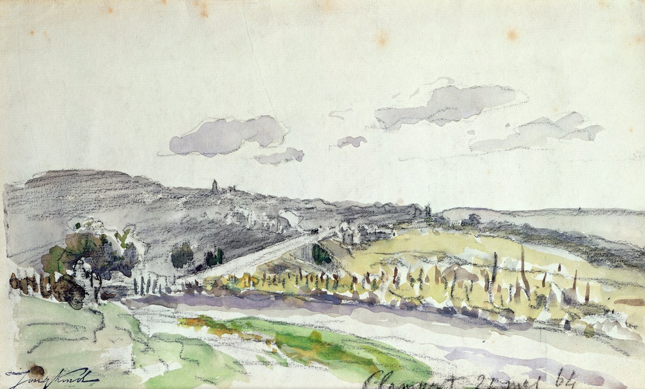 查看Clamart，1864年 作者 约翰·巴索德·琼金德（Johan Barthold Jongkind）