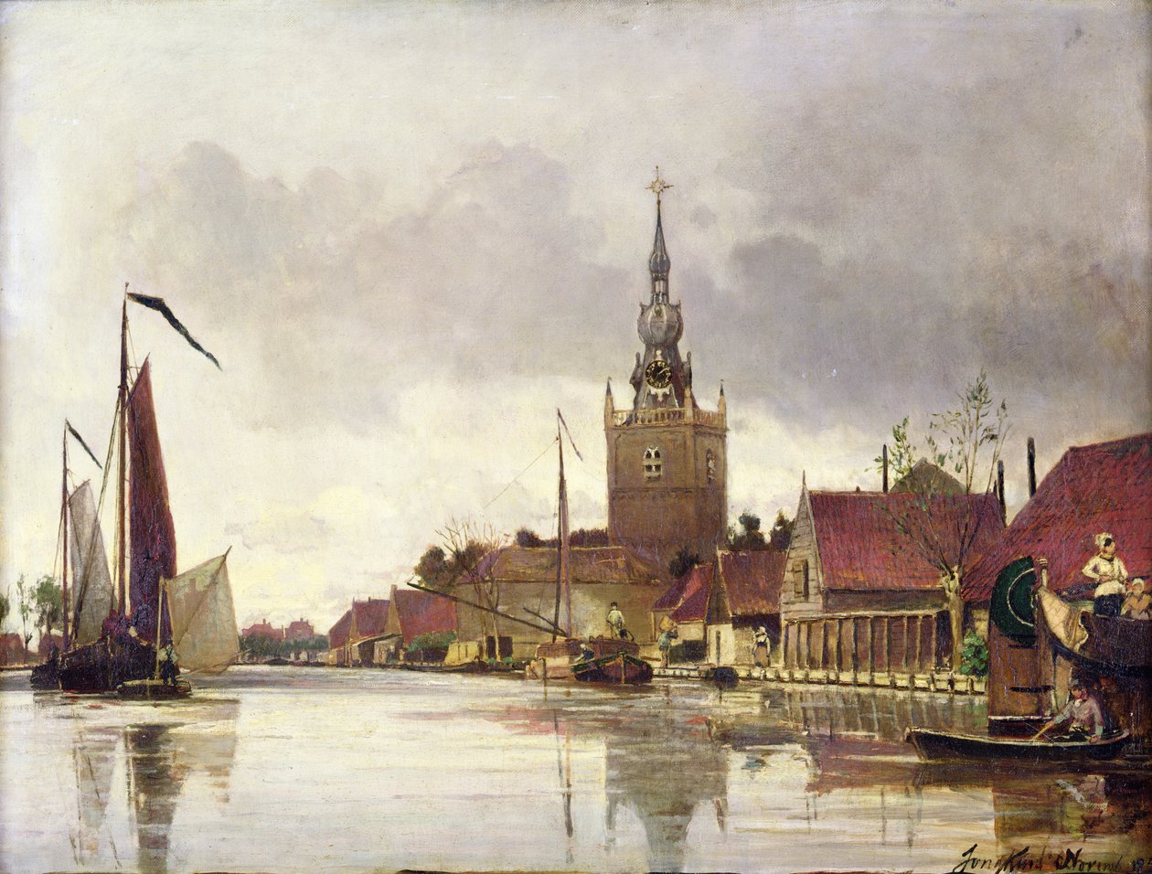 观点的Overschie在鹿特丹附近，1856年 作者 约翰·巴索德·琼金德（Johan Barthold Jongkind）