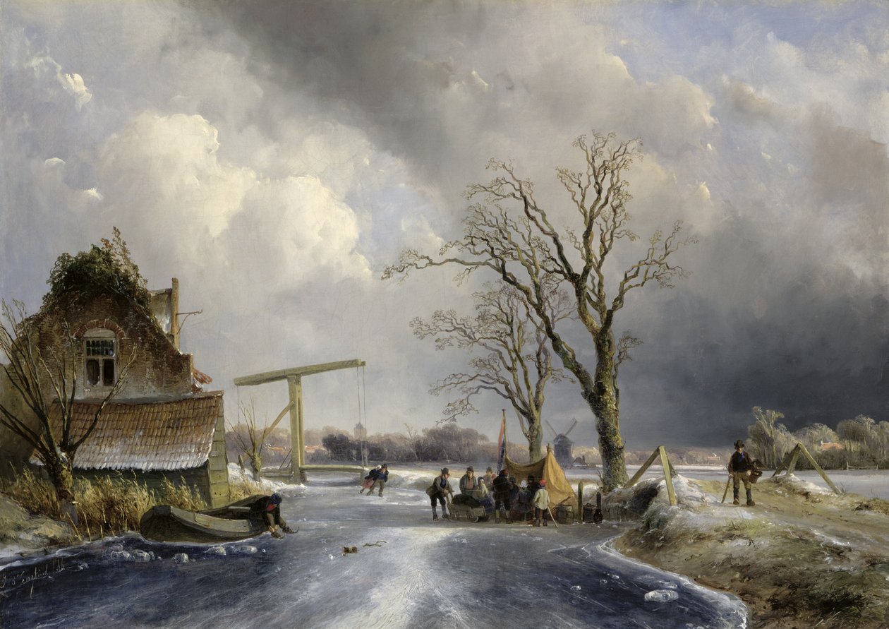 冬季场景，1846年 作者 约翰·巴索德·琼金德（Johan Barthold Jongkind）