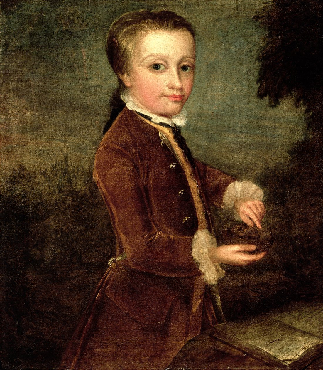 Wolfgang Amadeus Mozart（1756-91）的肖像，八岁，手持燕窝，1764-65 作者 约翰·约瑟夫·佐凡尼