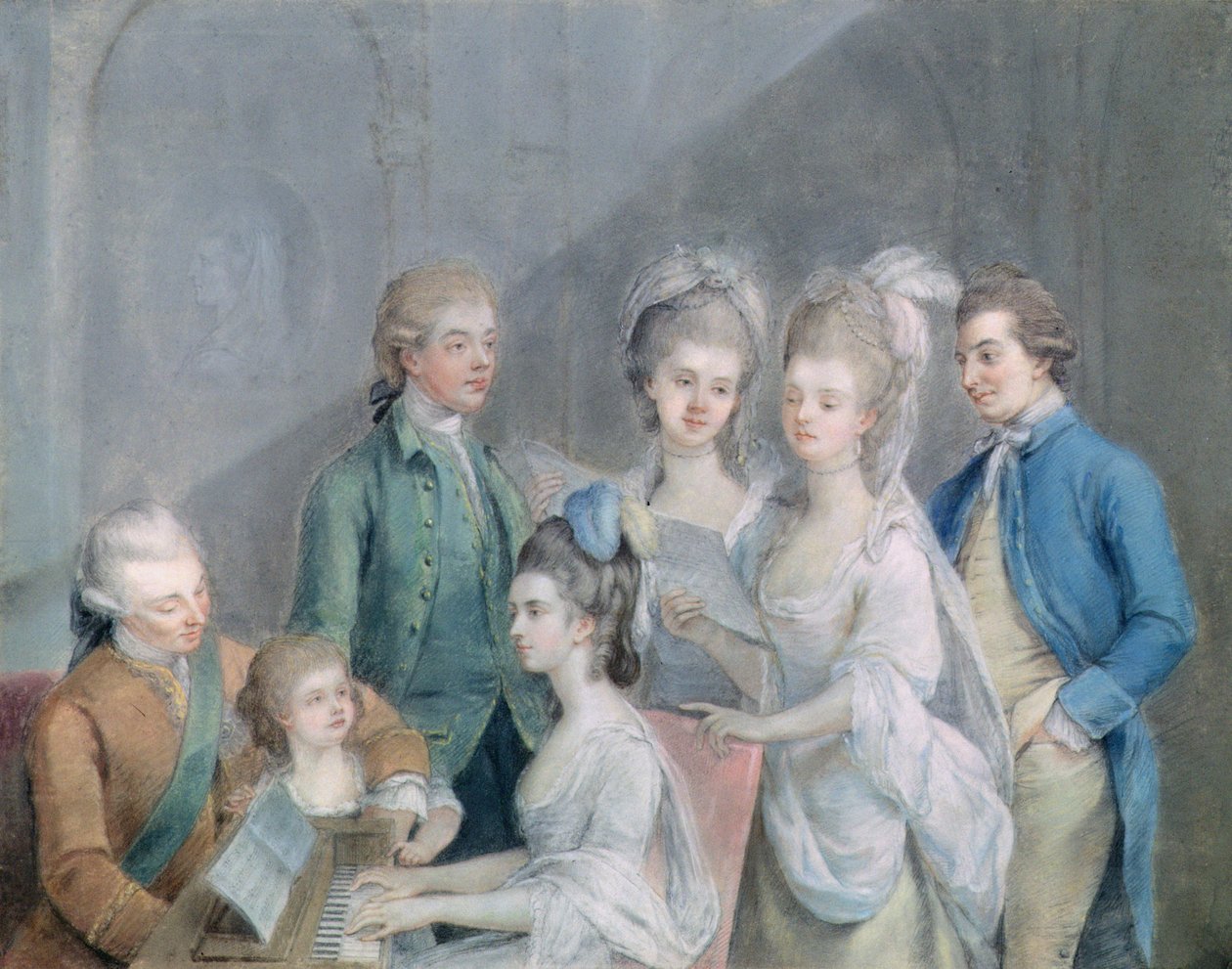 Charles Schaw家族，第9男爵卡斯卡特（1721-76）（纸上粉彩） 作者 约翰·约瑟夫·佐凡尼