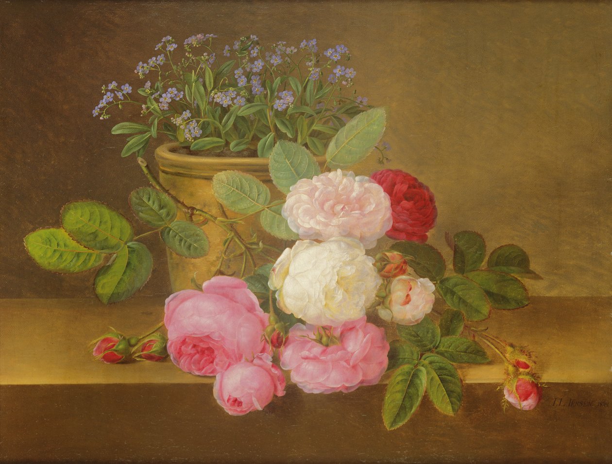 花的静物画 作者 约翰·洛朗兹·詹森（Johan Laurents Jensen）