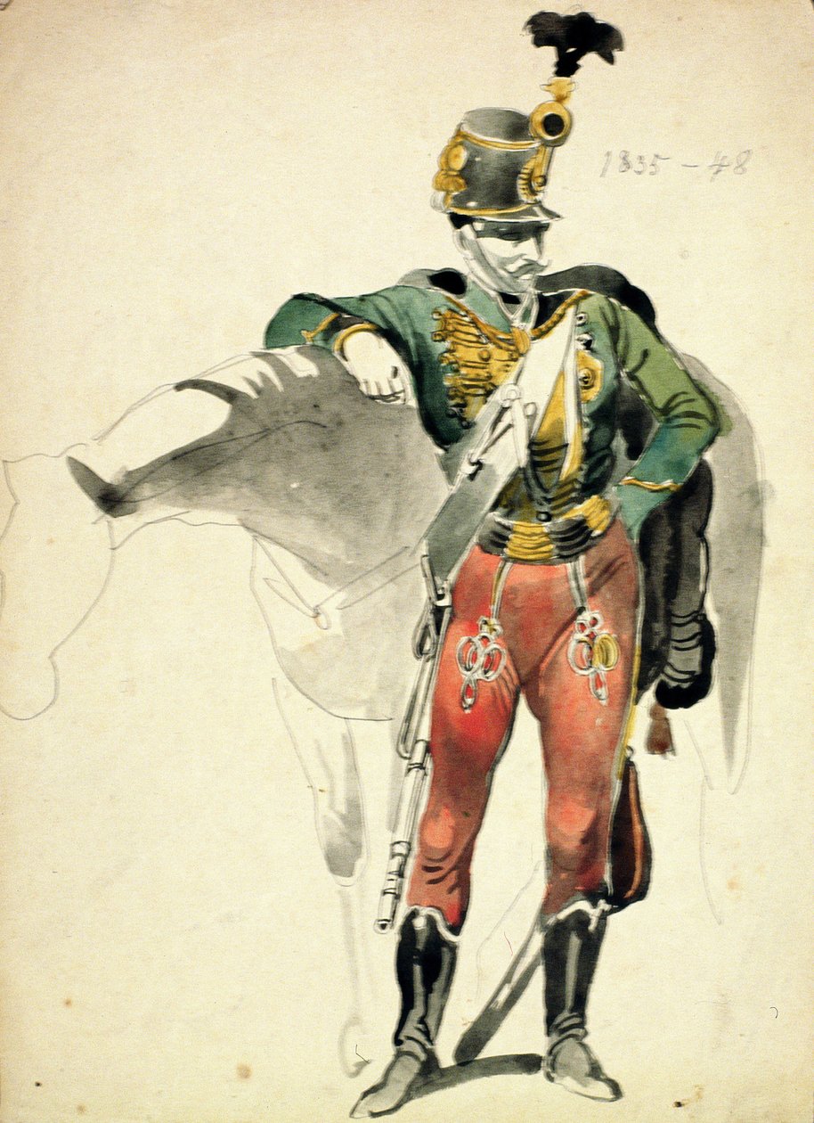第9团的轻骑兵，轻骑兵服，1835-48 作者 约翰·巴蒂斯特·海涅菲特