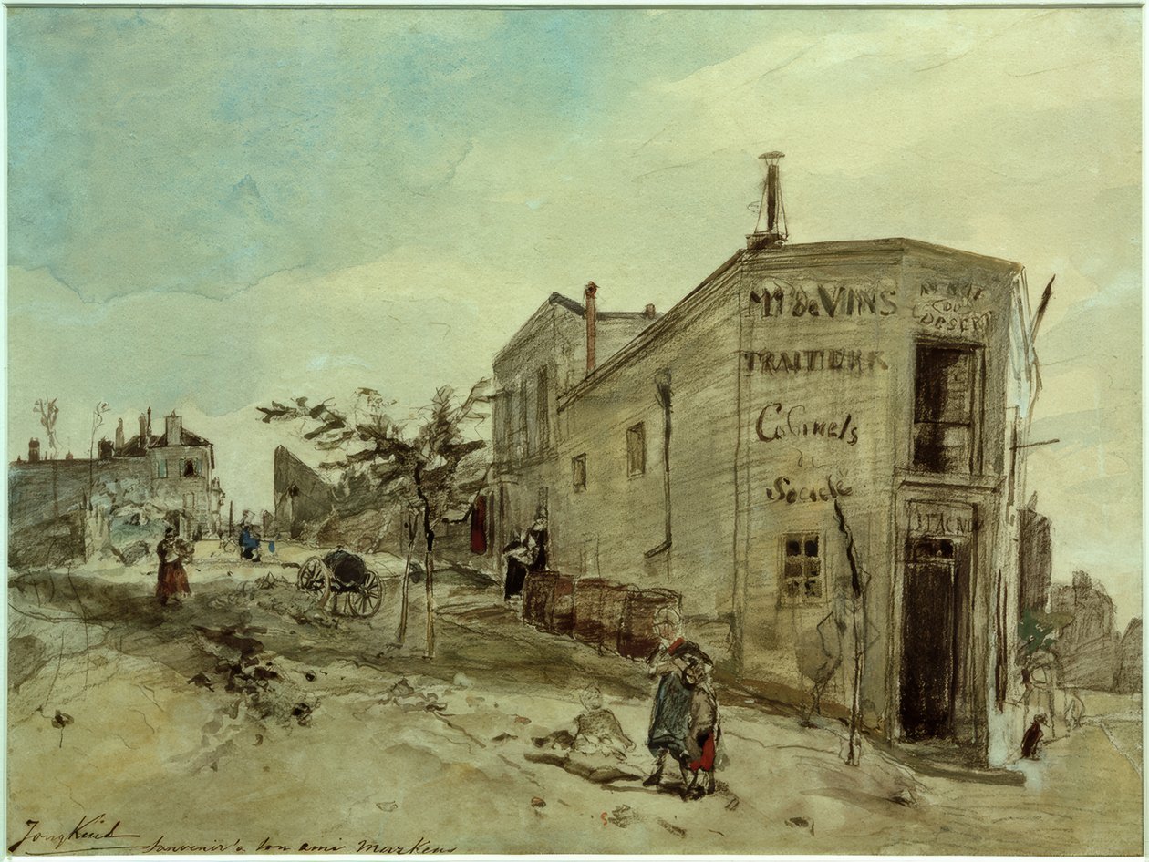 俯瞰蒙马特（Montmartre），Le Roi du Desert咖啡馆 作者 约翰·巴索德·琼金德（Johan Barthold Jongkind）