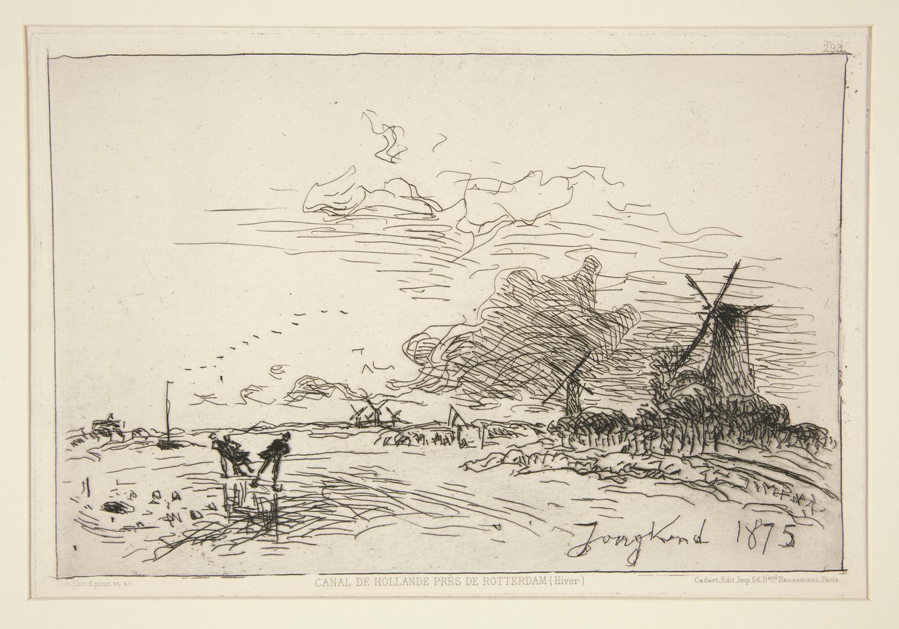 Canal de Hollande, pr?s de Rotterdam (Hiver) [荷兰运河，鹿特丹附近（冬季）]。 作者 约翰·巴索德·琼金德（Johan Barthold Jongkind）
