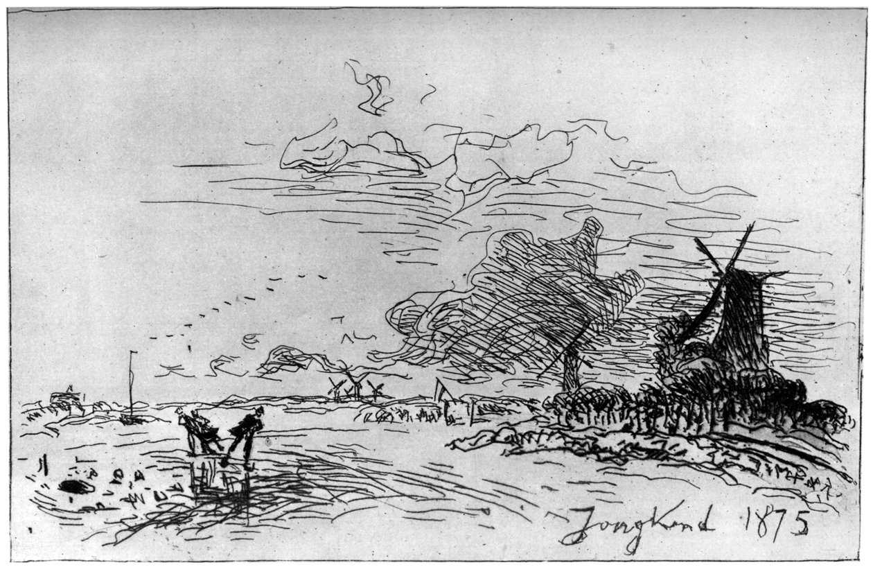鹿特丹运河，鹿特丹附近的运河c1830-1890 1924 作者 约翰·巴索德·琼金德（Johan Barthold Jongkind）