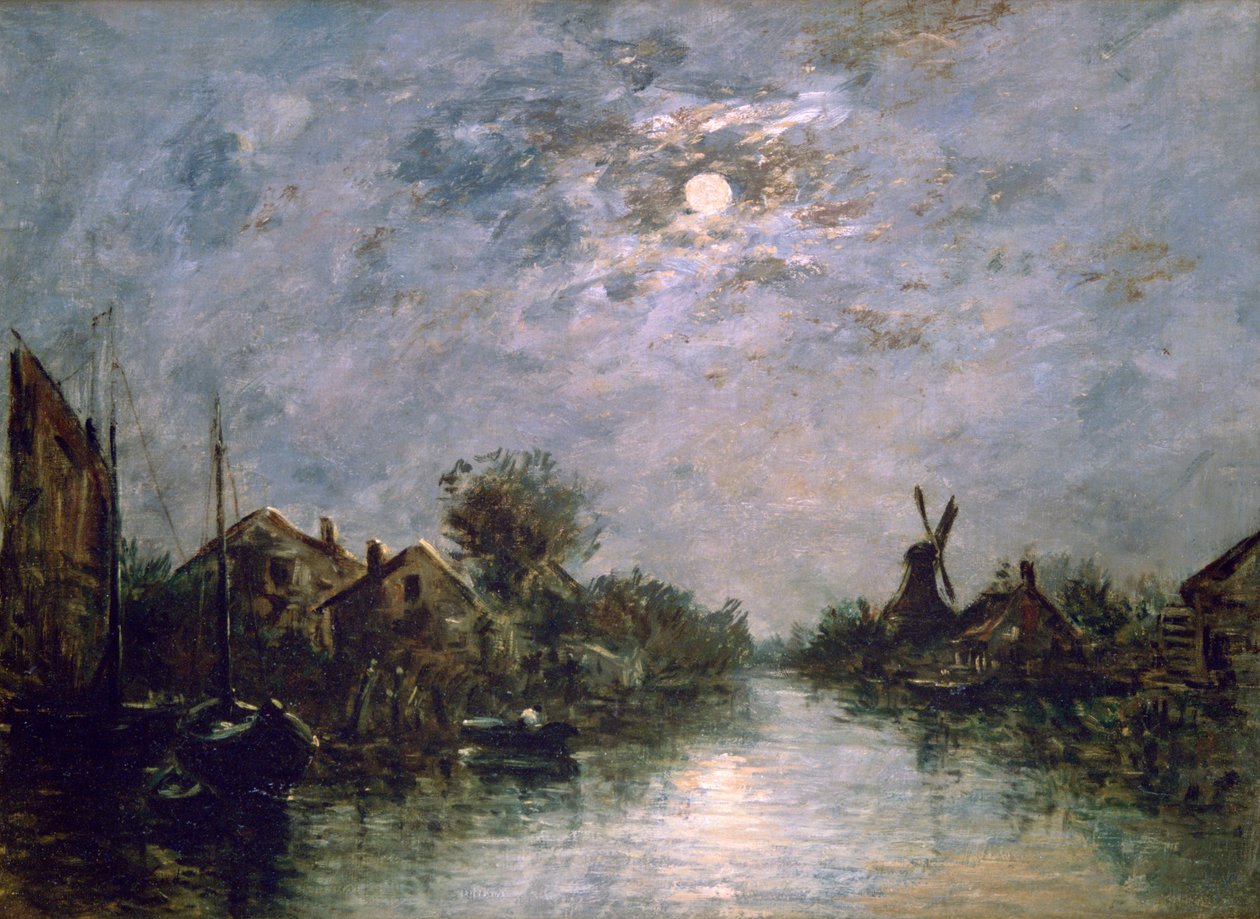 月光下的荷兰频道，c1840-1891 作者 约翰·巴索德·琼金德（Johan Barthold Jongkind）