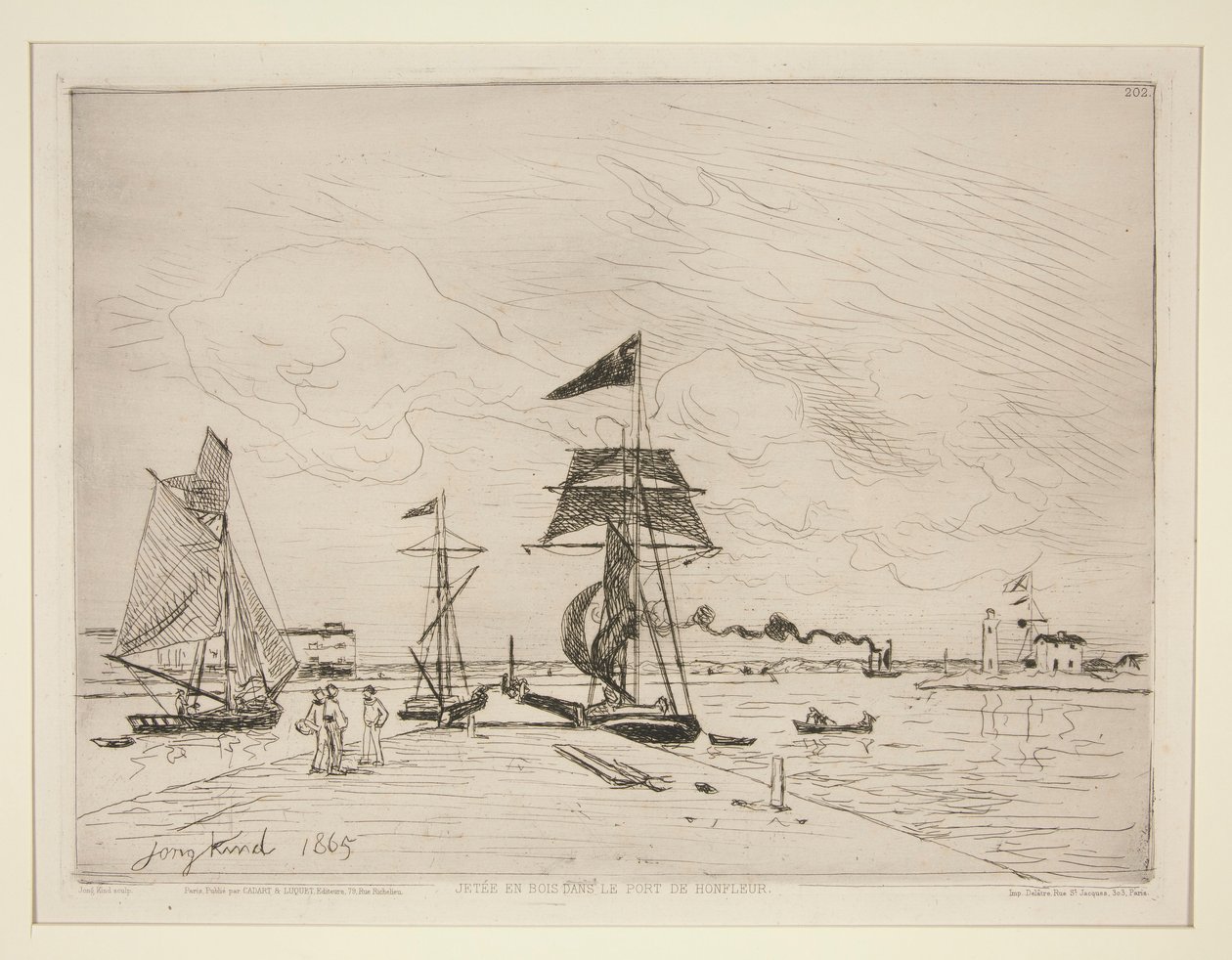 昂弗勒尔港的木质栈桥（Jet?e en Bois dans le Port de Honfleur） 作者 约翰·巴索德·琼金德（Johan Barthold Jongkind）