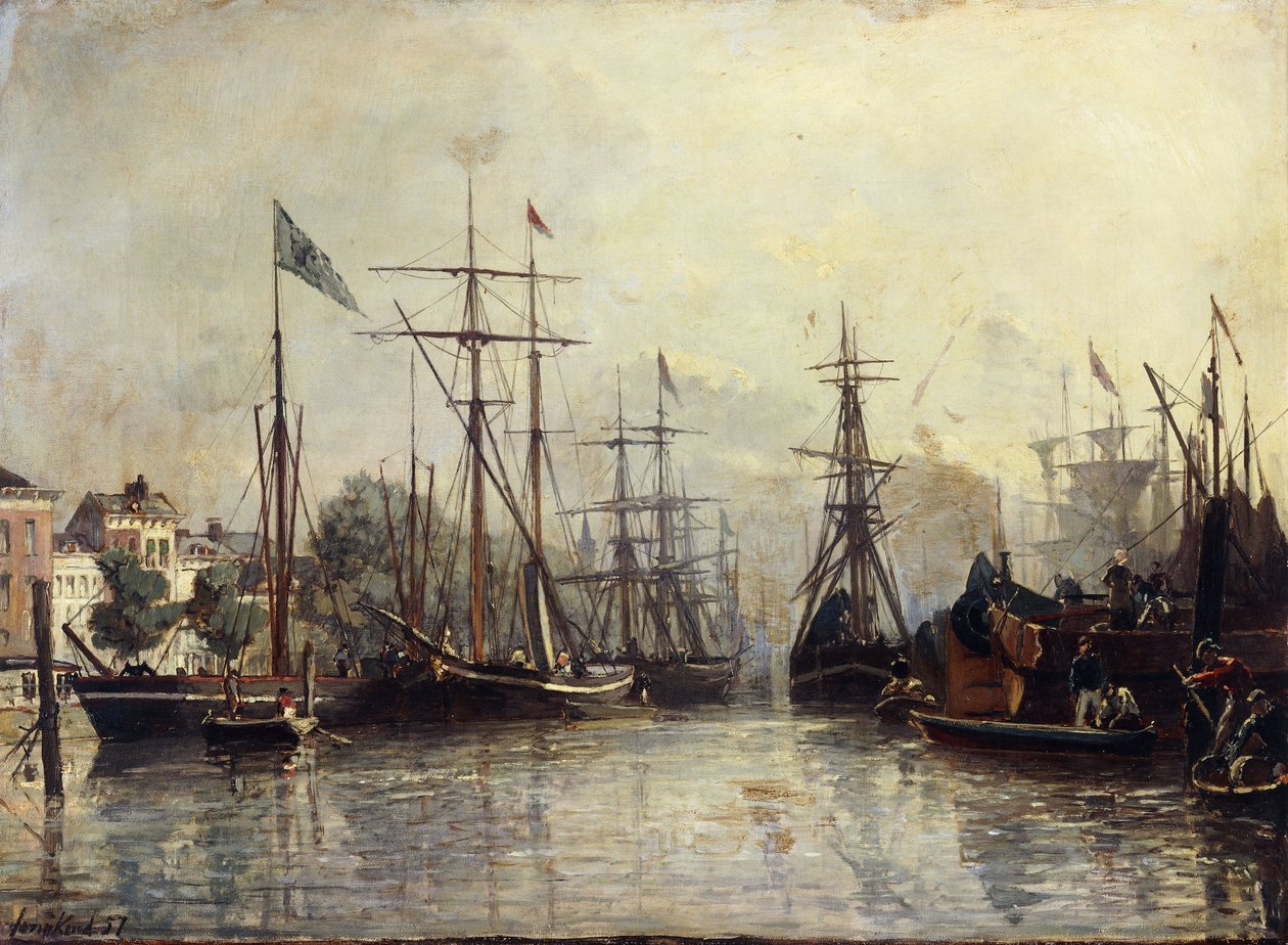 鹿特丹港，1857年 作者 约翰·巴索德·琼金德（Johan Barthold Jongkind）