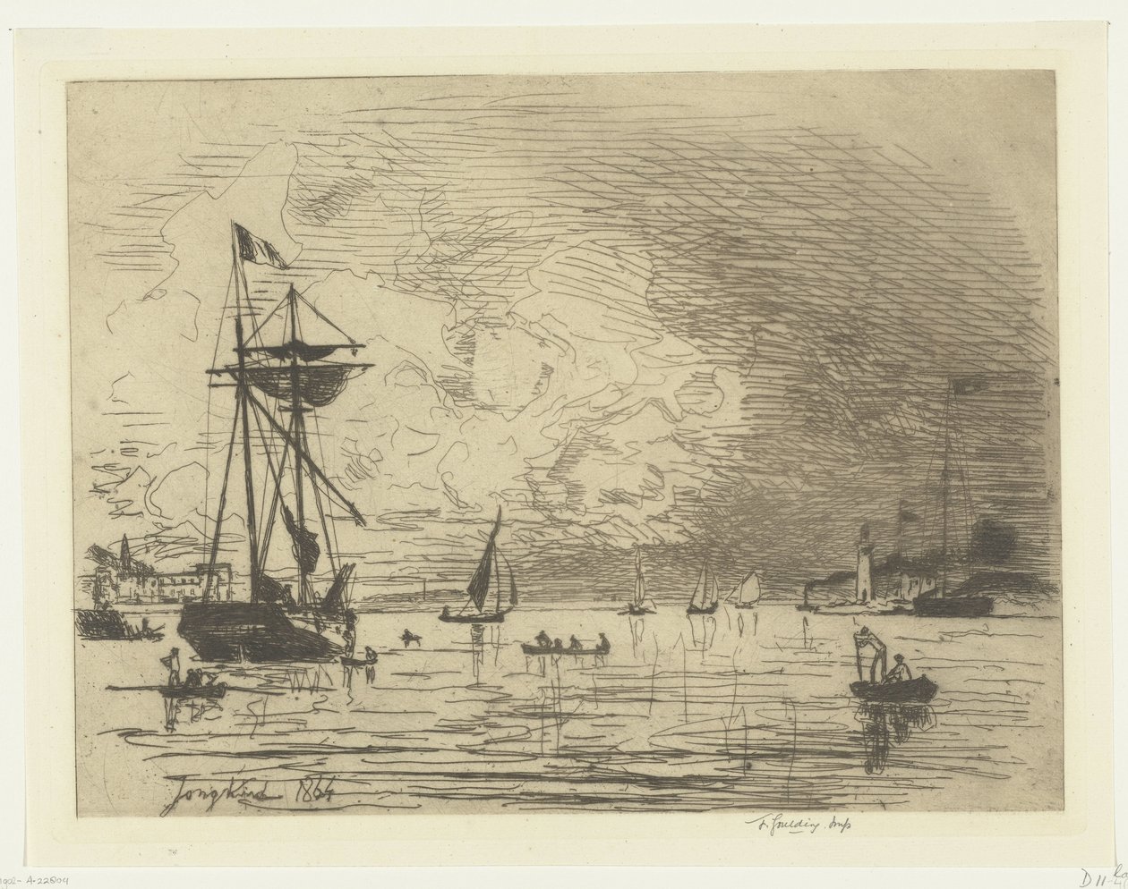 从红福尔港出港
Sortie du port de Honfleur（标题见实物） 作者 约翰·巴索德·琼金德（Johan Barthold Jongkind）