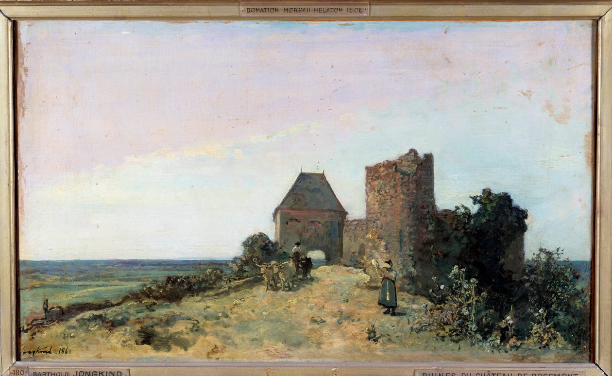 让·巴托德·琼金德 (Jean Barthold Jongkind) (1819-1891) 1861 年在 Nievre 绘画中的罗斯蒙特城堡废墟景观。 0,34x0,56 米。 巴黎，奥赛博物馆 作者 约翰·巴索德·琼金德（Johan Barthold Jongkind）
