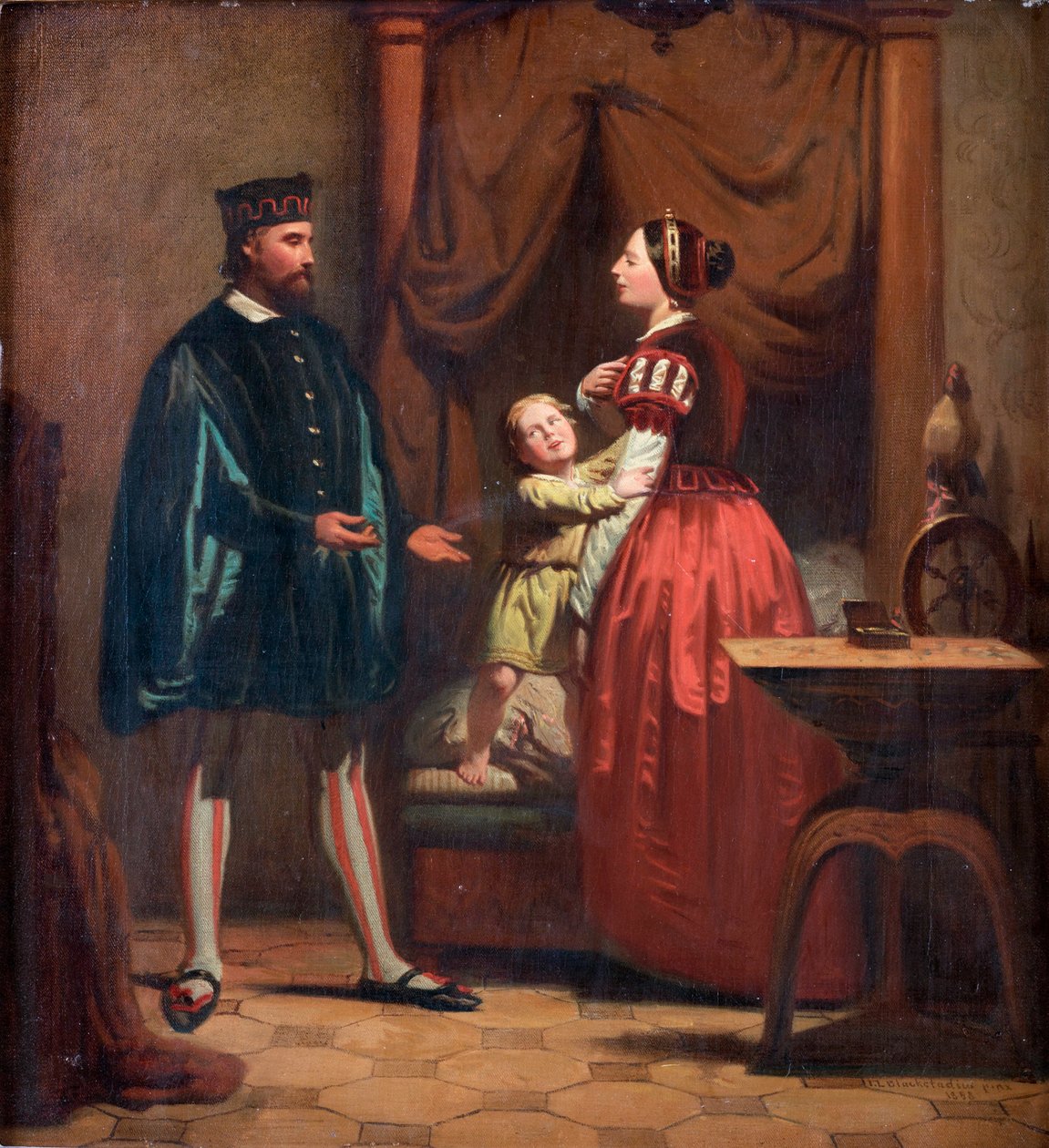 Catherine Maansdatter (1550-1612), Erik XIV de Suede(1533-1577) et leur fils Gustaf (1568-1607) - Karin Mansdotter, Eric XIV and Son Gustav - Peinture de Johan Zacharias Blackstadius (1816-1875) 作者 约翰·布莱克斯塔迪斯（Johan Blackstadius）