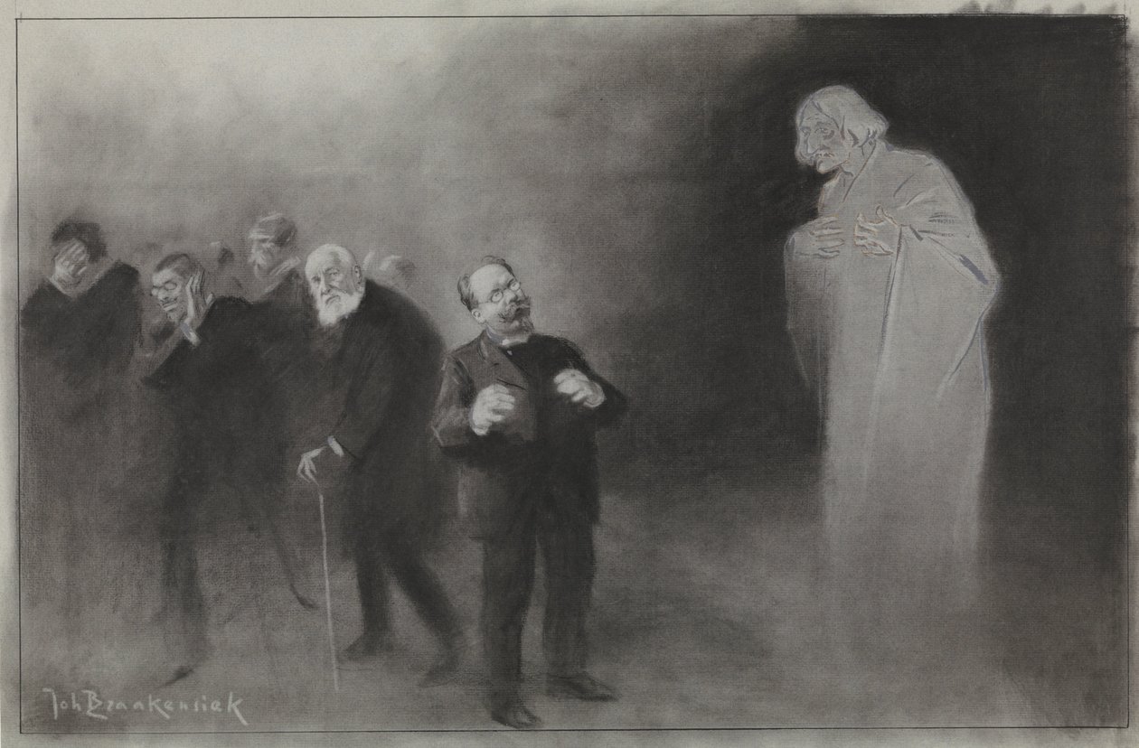 阿姆斯特丹人》插图设计：1907 年 1 月 13 日，Stadschouwburg 新年贺词中对希梅尔的遗忘 作者 约翰·布拉肯西克（Johan Braakensiek）