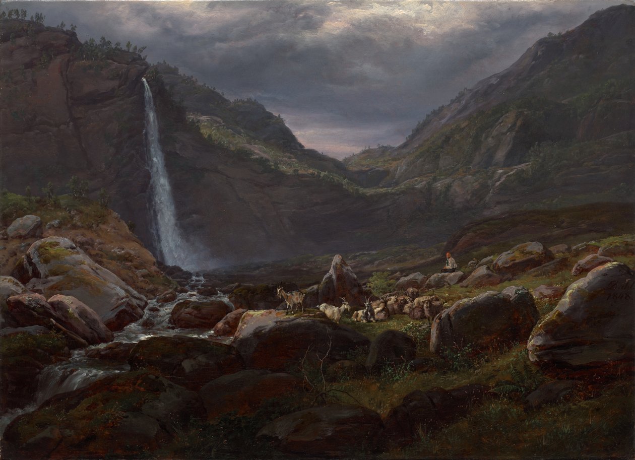费热瀑布（Feigefossen），挪威莱斯特峡湾 作者 约翰·克里斯蒂安·达尔
