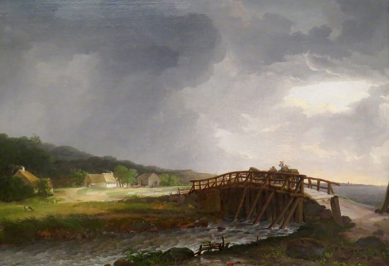 丹麦文：横跨 Tryggevælde 河的大桥，远眺 Køge 新西兰，横跨 Tryggevælde 河的大桥，远眺 Køge 作者 约翰·克里斯蒂安·达尔