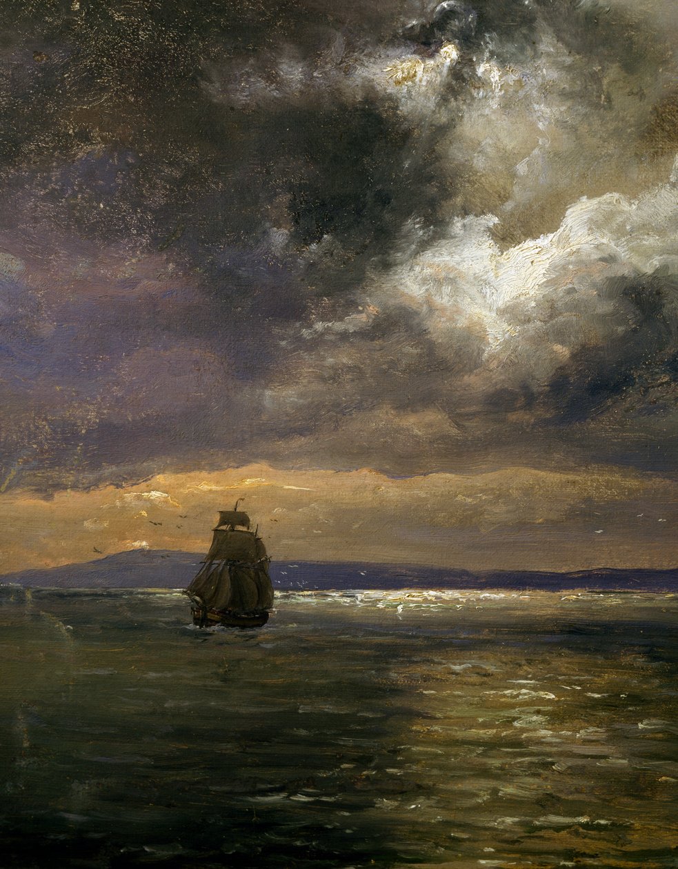 Christianiafiorden景观，由Johan Christian Clausen Dahl（1788-1857）创作，细节，挪威 作者 约翰·克里斯蒂安·达尔