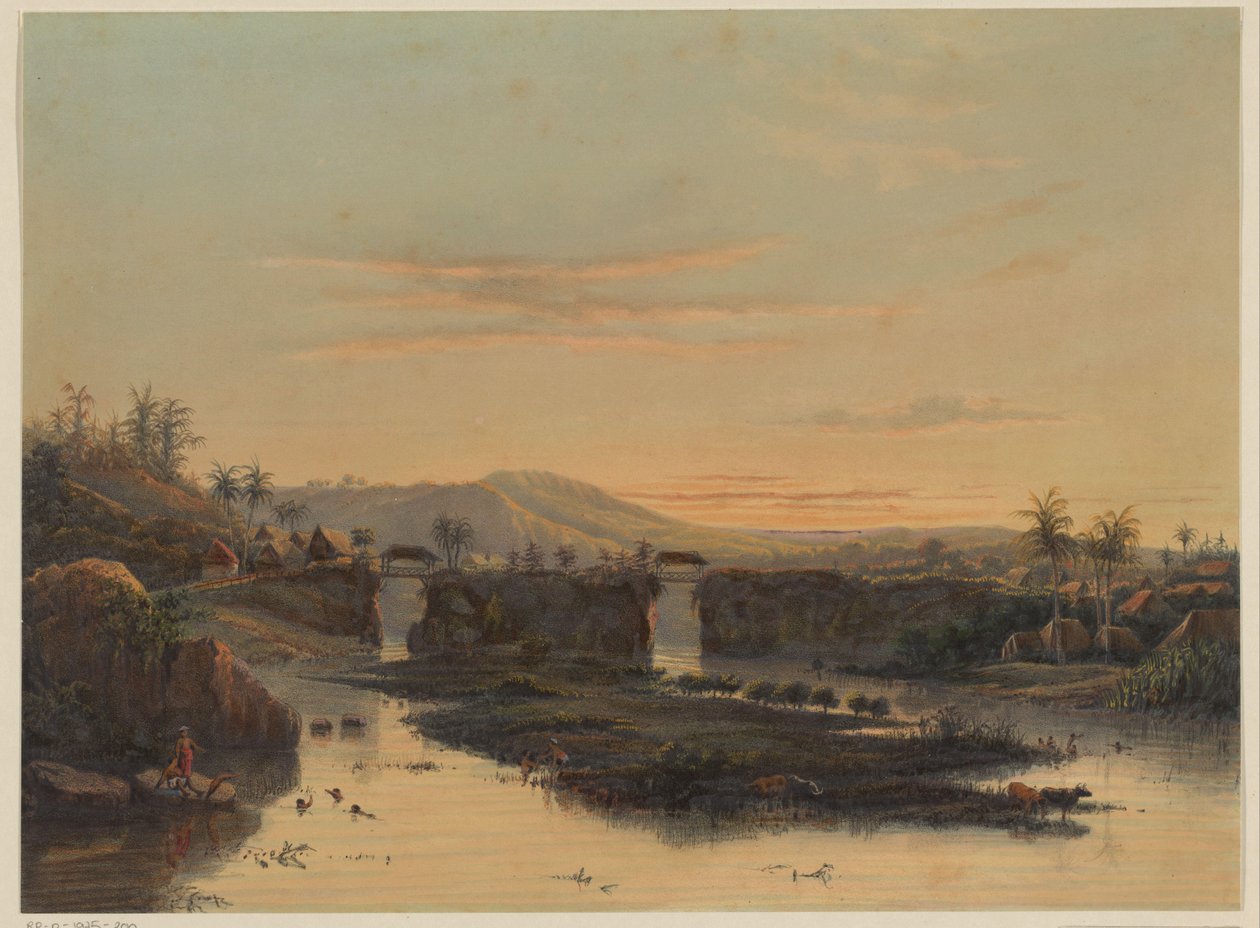 Gezicht op de omgeving van Batavia Landschap in de Batavische ommelanden (title on object) 作者 约翰·康拉德·格雷夫